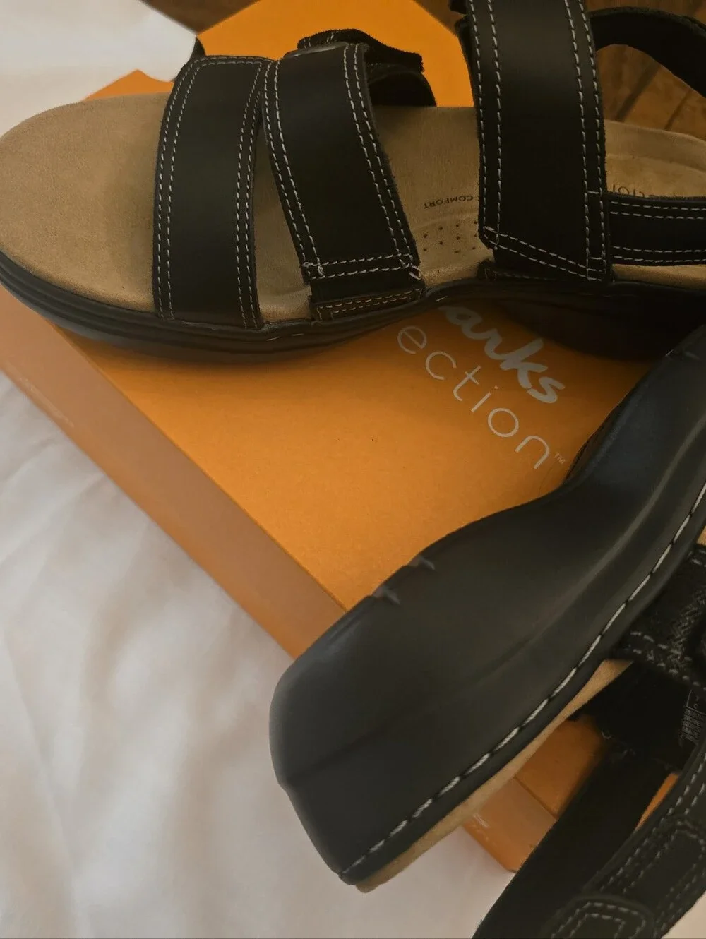Womens Black Leather Strap Sandals
